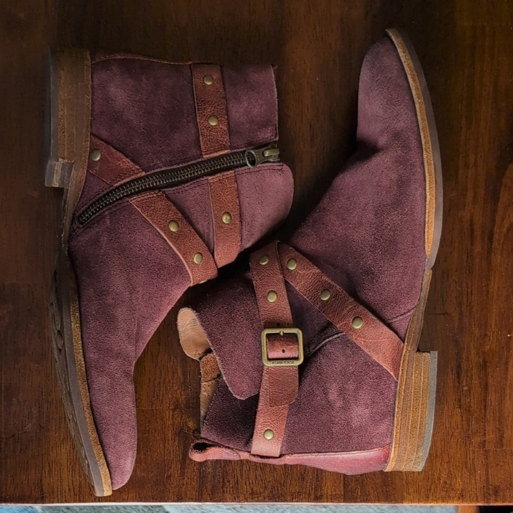 Kork-Ease Burgundy Suede Booties, Size 11 - Picture 3 of 5